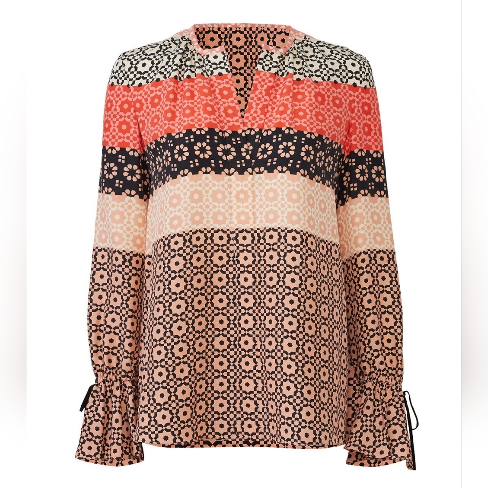🪡 Derek Lam 10 Crosby Printed Carnation Blouse, Sz 4